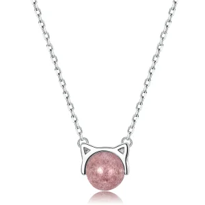 (image for) Pandora Style Silver Glass Kitty Necklace - SCN335