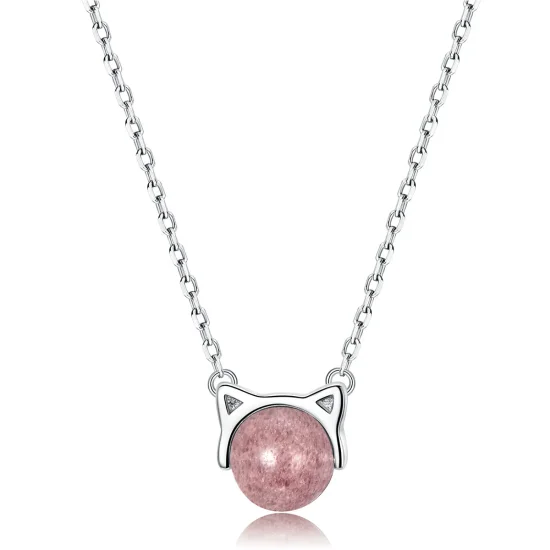 (image for) Pandora Style Silver Glass Kitty Necklace - SCN335