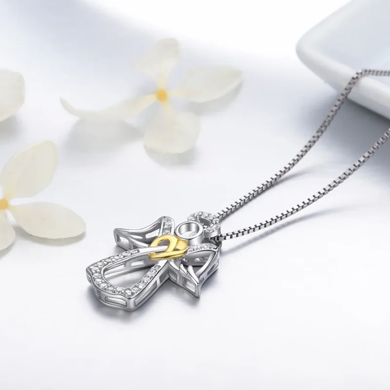(image for) Pandora Style Silver Guardian Angel Necklace - SCN123 - View 6