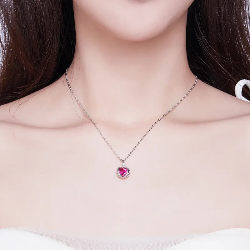 (image for) Pandora Style Silver Guardian Hearts Necklace - SCN341 - View 5