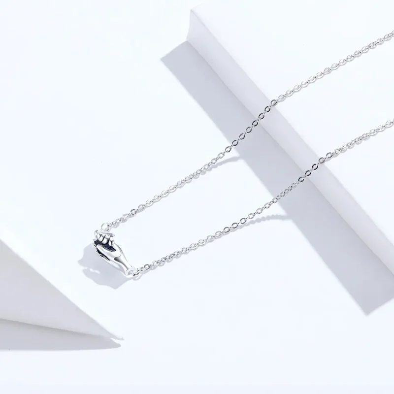 (image for) Pandora Style Silver Hand In Hand Necklace - SCN398 - View 2