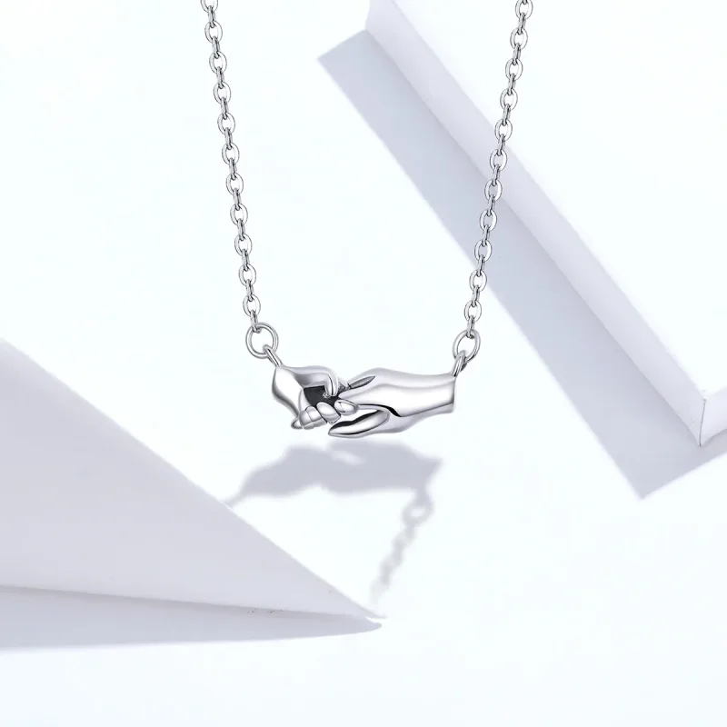 (image for) Pandora Style Silver Hand In Hand Necklace - SCN398 - View 4