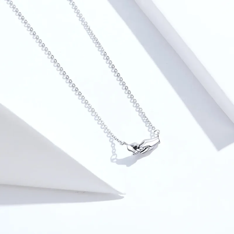 (image for) Pandora Style Silver Hand In Hand Necklace - SCN398 - View 5