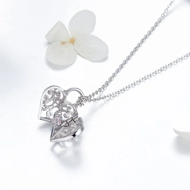 (image for) Pandora Style Silver Heartlock Necklace - SCN321 - View 2