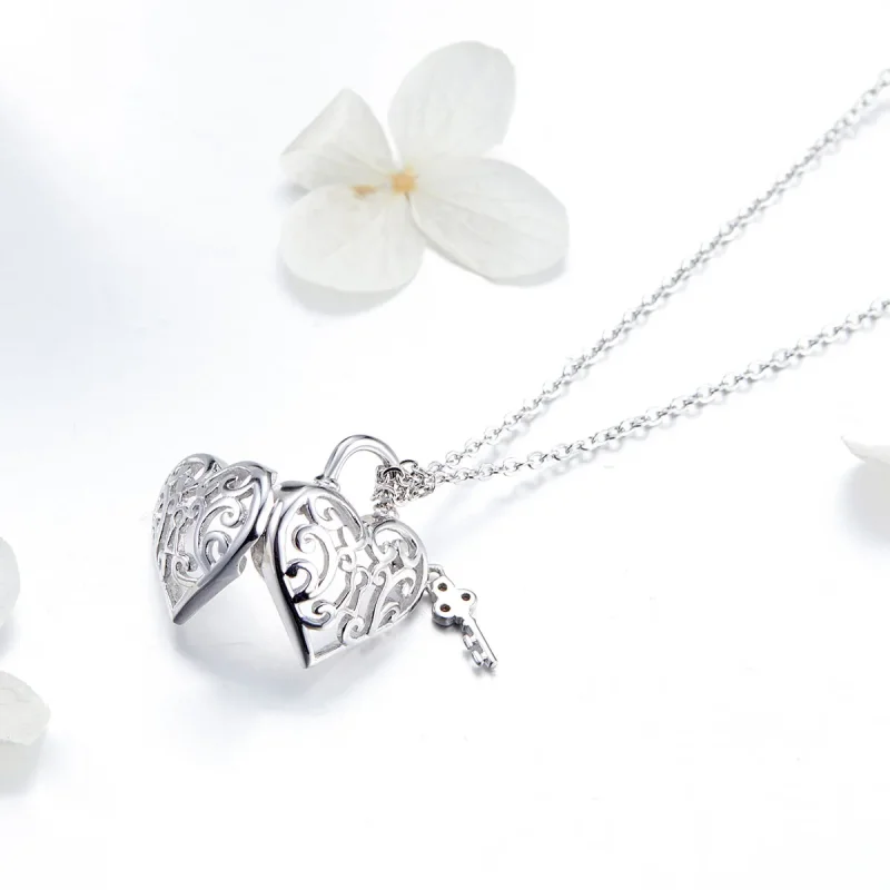 (image for) Pandora Style Silver Heartlock Necklace - SCN321 - View 3