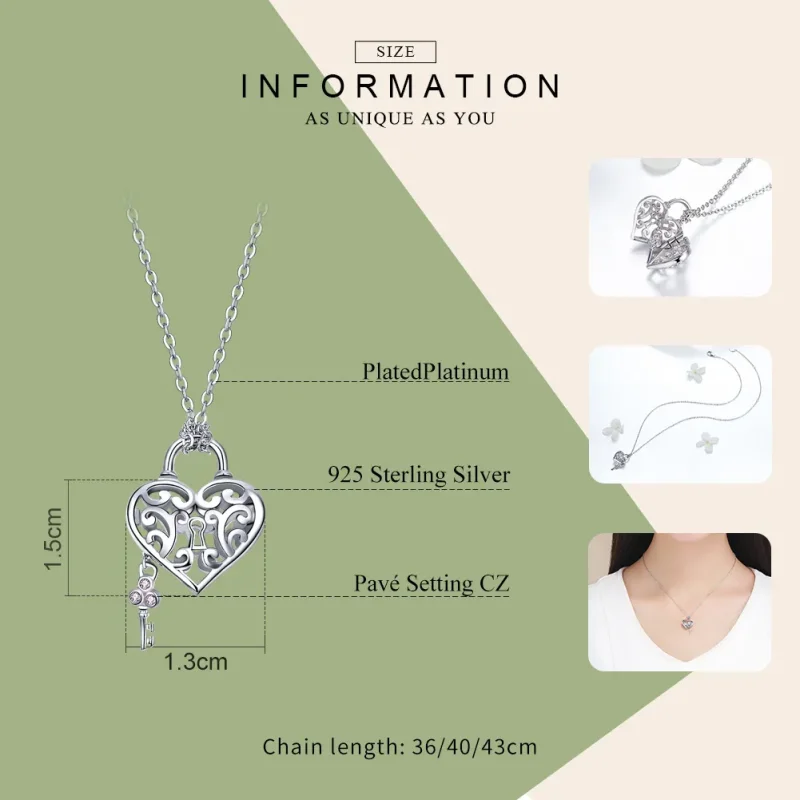 (image for) Pandora Style Silver Heartlock Necklace - SCN321 - View 4