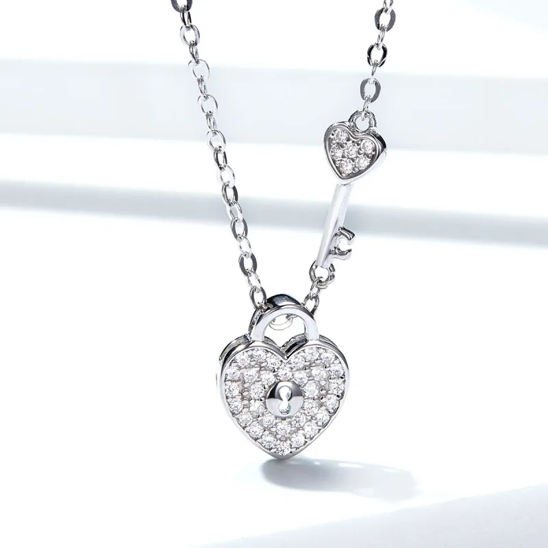 (image for) Pandora Style Silver Heartslock Necklace - SCN315 - View 2