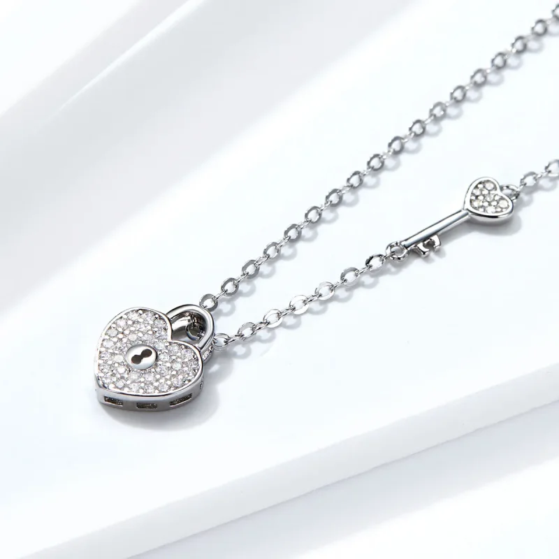 (image for) Pandora Style Silver Heartslock Necklace - SCN315 - View 3