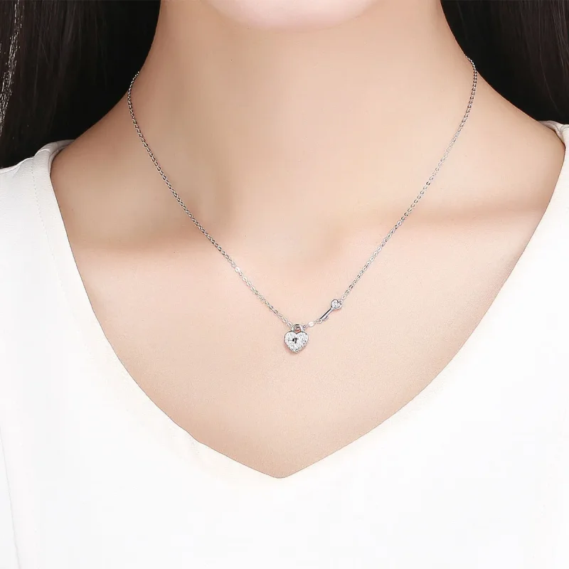 (image for) Pandora Style Silver Heartslock Necklace - SCN315 - View 6