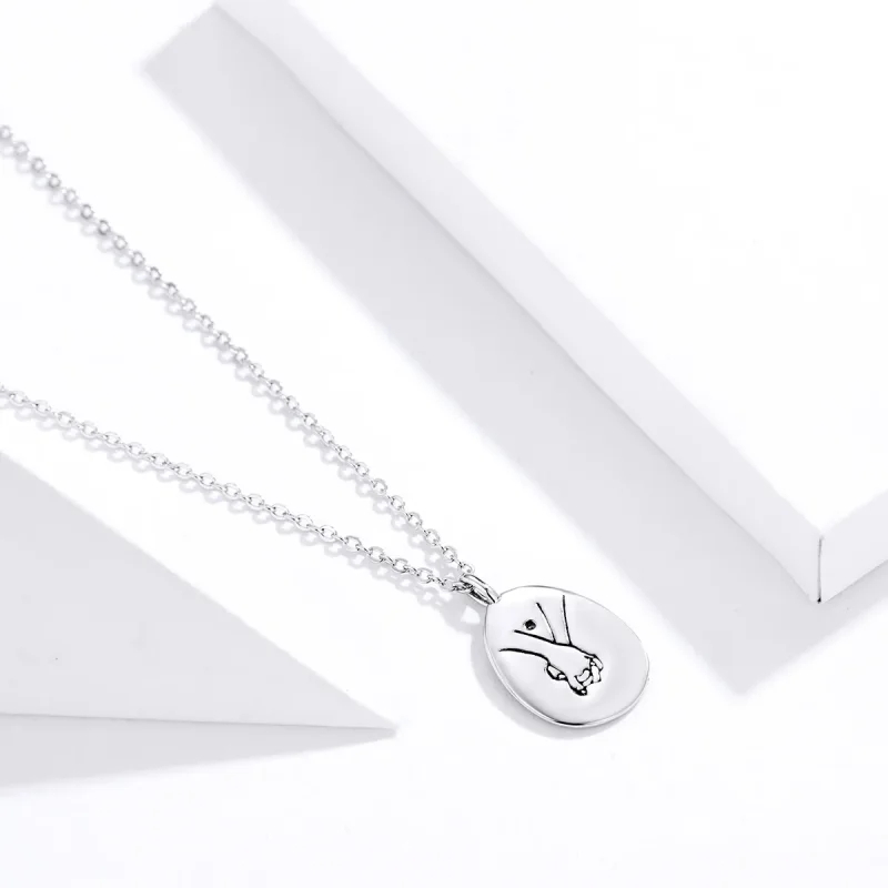 (image for) Pandora Style Silver Hold Your Hand Necklace - SCN363 - View 3