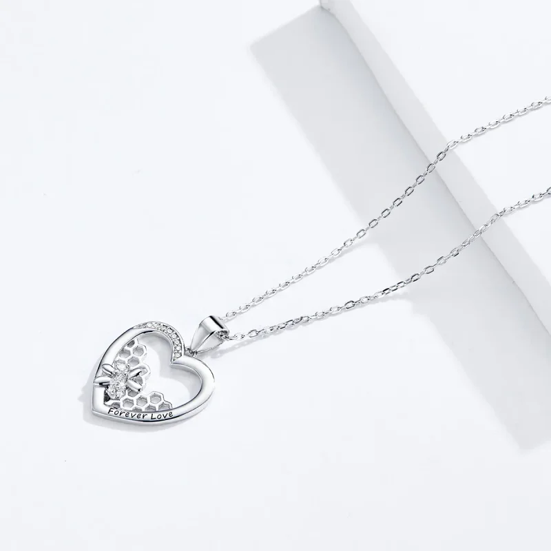(image for) Pandora Style Silver Honeycomb Necklace - SCN356 - View 3
