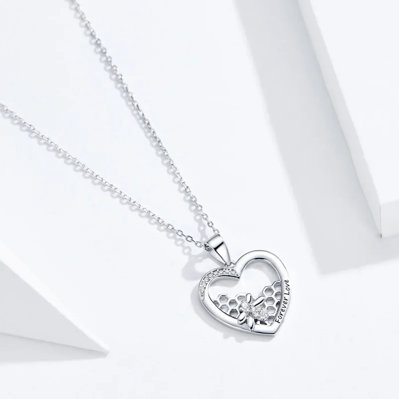 (image for) Pandora Style Silver Honeycomb Necklace - SCN356 - View 4
