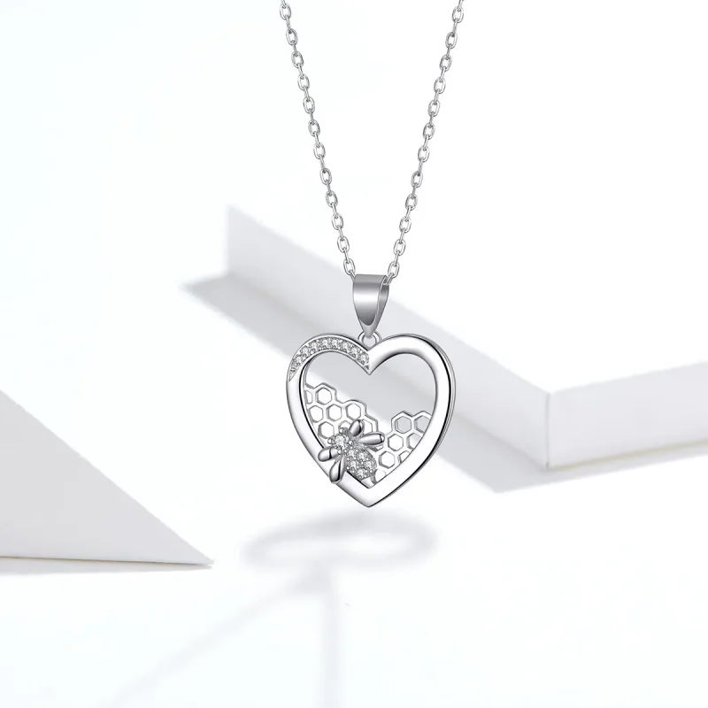 (image for) Pandora Style Silver Honeycomb Necklace - SCN356 - View 5