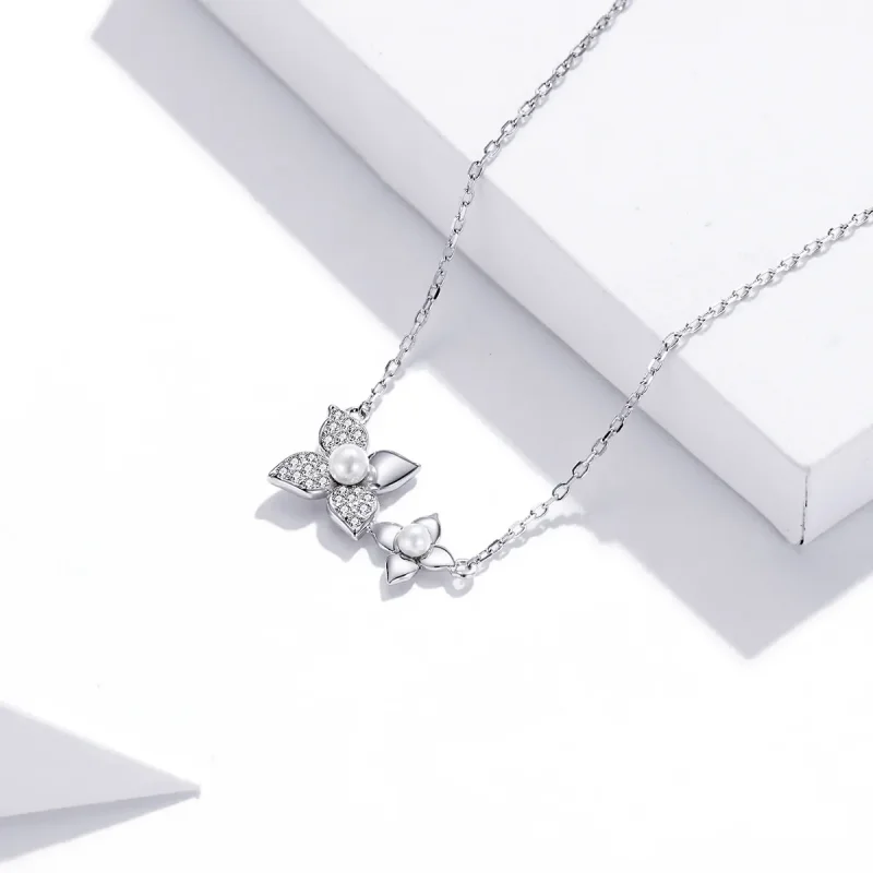 (image for) Pandora Style Silver Hydrangea Ball Pendant Necklace - SCN438 - View 3