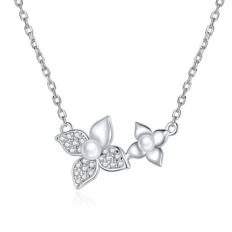 (image for) Pandora Style Silver Hydrangea Ball Pendant Necklace - SCN438