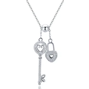 Pandora Style Silver Key of Heart Lock Necklace - SCN290 (image for) Pandora Style Silver Key of Heart Lock Necklace - SCN290