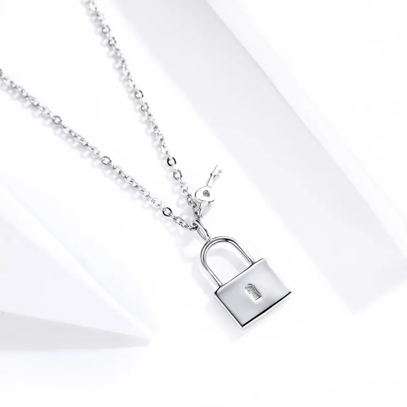 (image for) Pandora Style Silver Key of Heart Lock Necklace - SCN360 - View 2