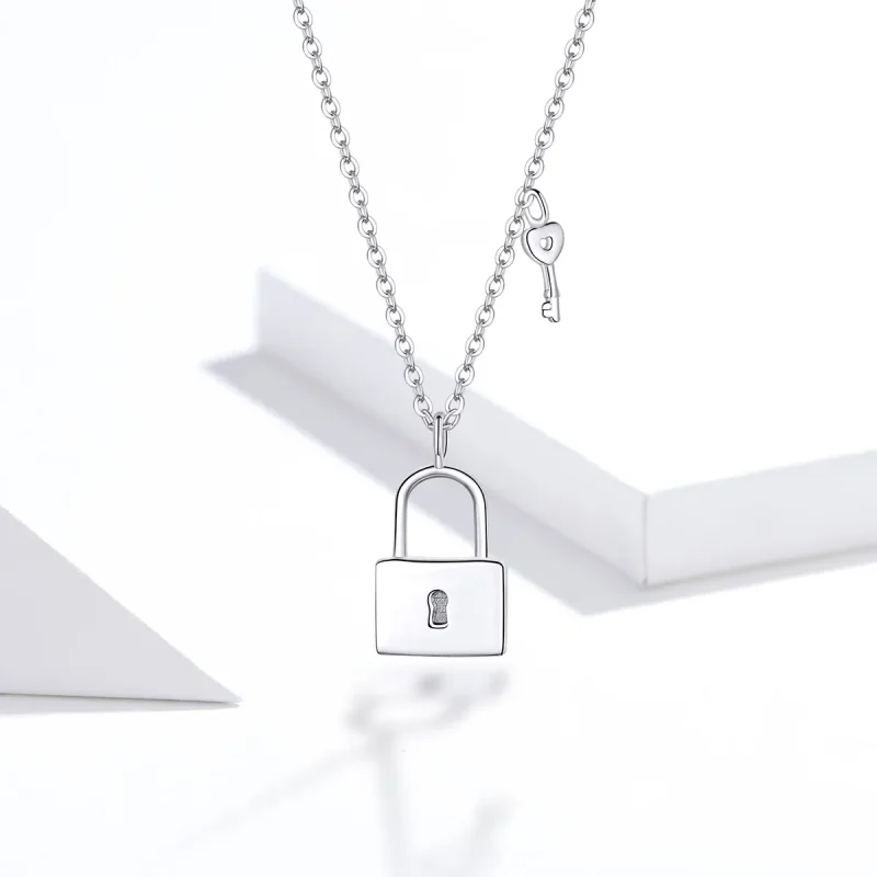(image for) Pandora Style Silver Key of Heart Lock Necklace - SCN360 - View 5