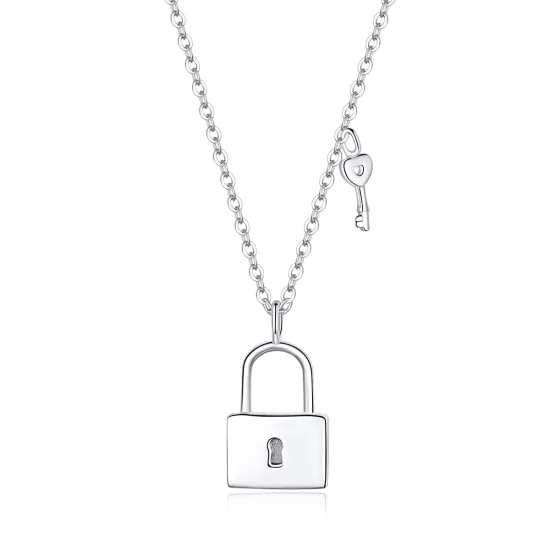 (image for) Pandora Style Silver Key of Heart Lock Necklace - SCN360