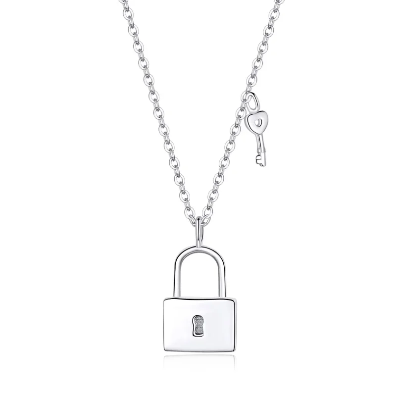 (image for) Pandora Style Silver Key of Heart Lock Necklace - SCN360