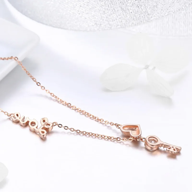 (image for) Pandora Style Silver Key of Heart Necklace - SCN292 - View 3