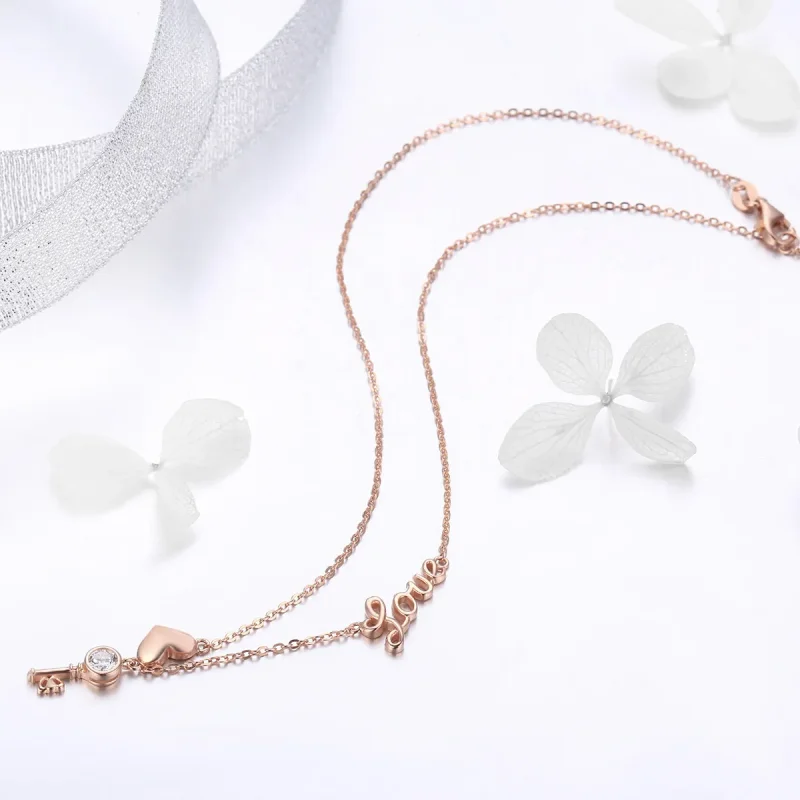 (image for) Pandora Style Silver Key of Heart Necklace - SCN292 - View 4