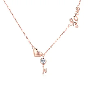 (image for) Pandora Style Silver Key of Heart Necklace - SCN292