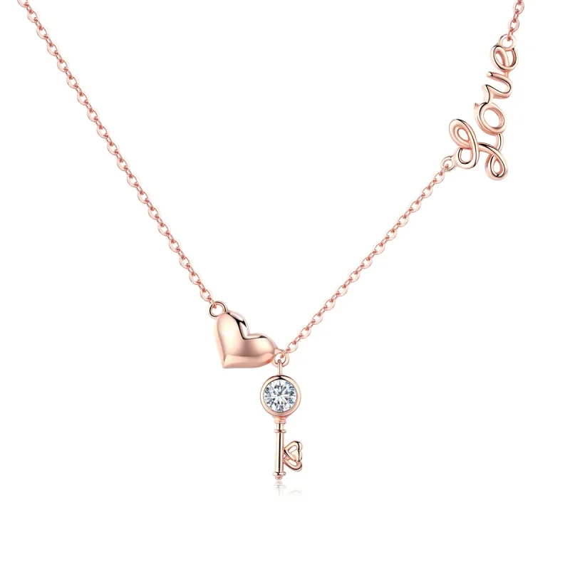 (image for) Pandora Style Silver Key of Heart Necklace - SCN292