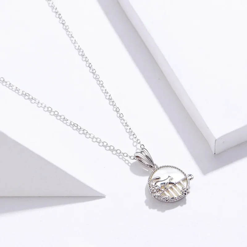 (image for) Pandora Style Silver Kitty In The Night Necklace - SCN334 - View 2
