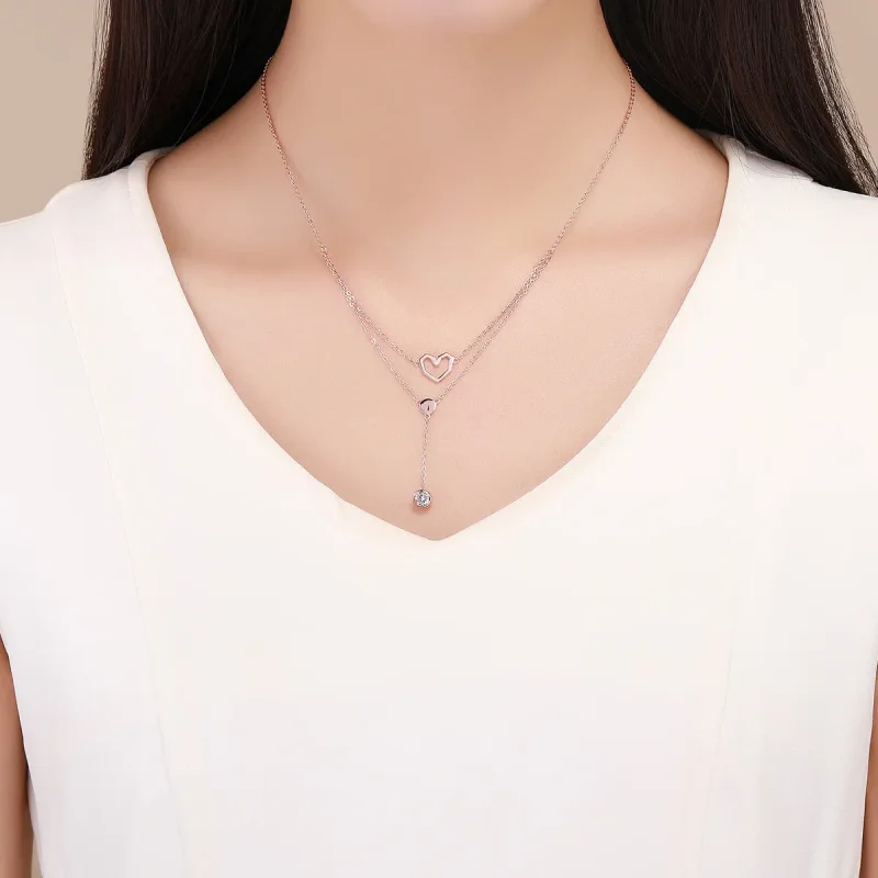 (image for) Pandora Style Silver Land of Heart Necklace - SCN317 - View 6