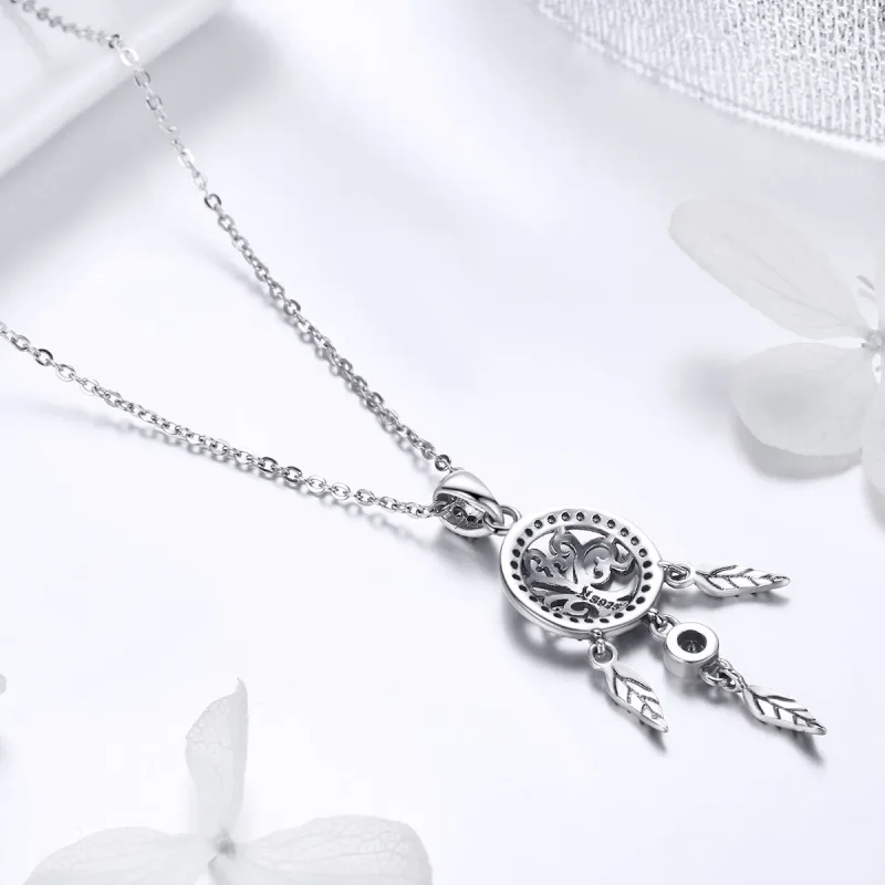 (image for) Pandora Style Silver Life Tree Dreamcatcher Necklace - SCN298 - View 4