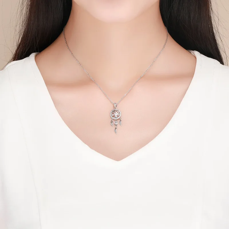 (image for) Pandora Style Silver Life Tree Dreamcatcher Necklace - SCN298 - View 6