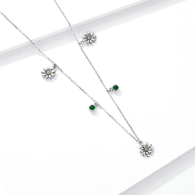 (image for) Pandora Style Silver Little Daisy Pendant Necklace - SCN415 - View 3