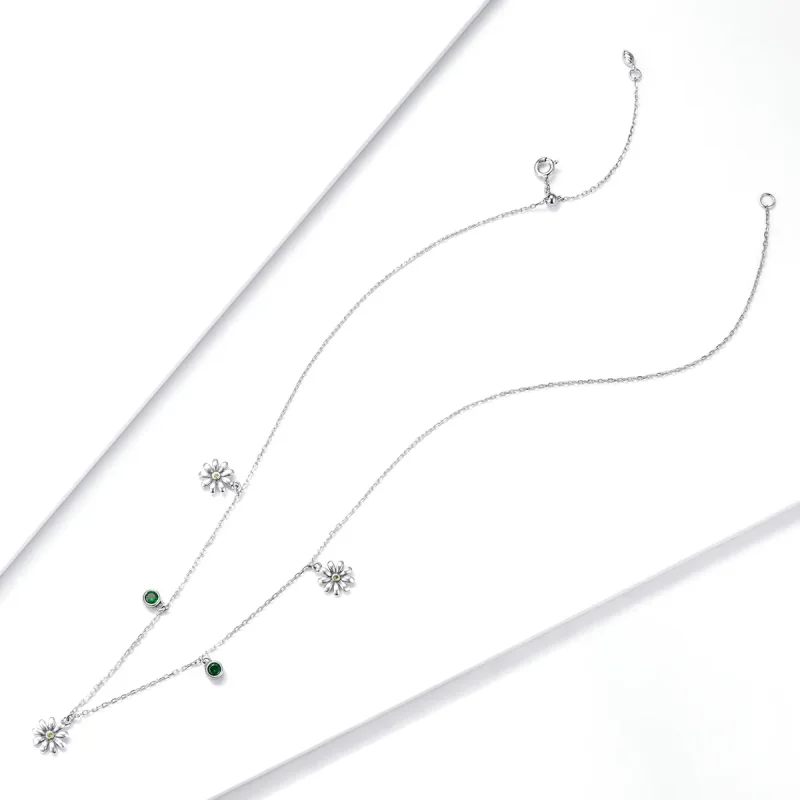 (image for) Pandora Style Silver Little Daisy Pendant Necklace - SCN415 - View 4