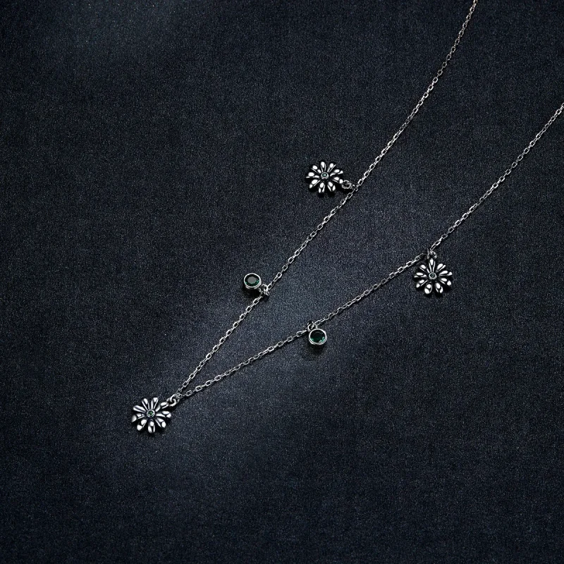 (image for) Pandora Style Silver Little Daisy Pendant Necklace - SCN415 - View 6