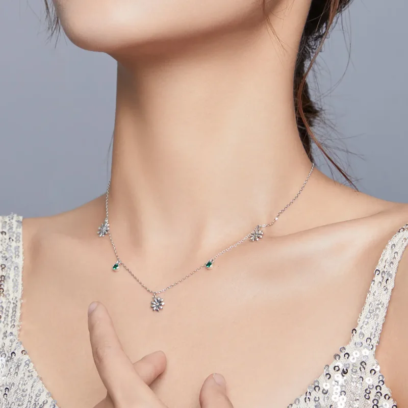 (image for) Pandora Style Silver Little Daisy Pendant Necklace - SCN415 - View 7
