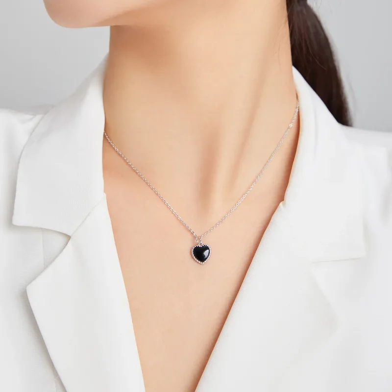 (image for) Pandora Style Silver Love Agate Pendant Necklace - SCN443 - View 6