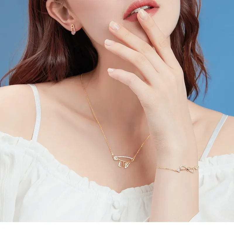 (image for) Pandora Style Silver Love Clip Necklace - SCN324 - View 3