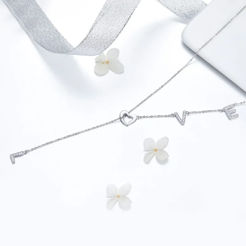 (image for) Pandora Style Silver Love Heart Chain Necklace - SCN318 - View 2