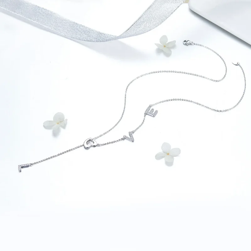 (image for) Pandora Style Silver Love Heart Chain Necklace - SCN318 - View 3