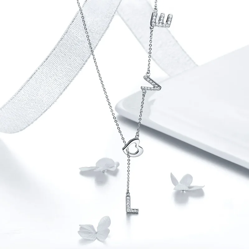 (image for) Pandora Style Silver Love Heart Chain Necklace - SCN318 - View 4