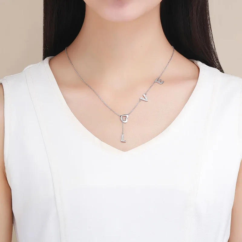 (image for) Pandora Style Silver Love Heart Chain Necklace - SCN318 - View 5