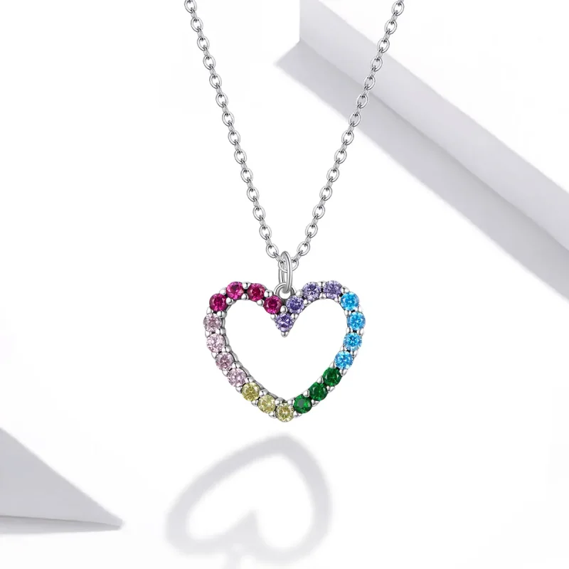 (image for) Pandora Style Silver Love of Rainbow Pendant Necklace - SCN449 - View 6