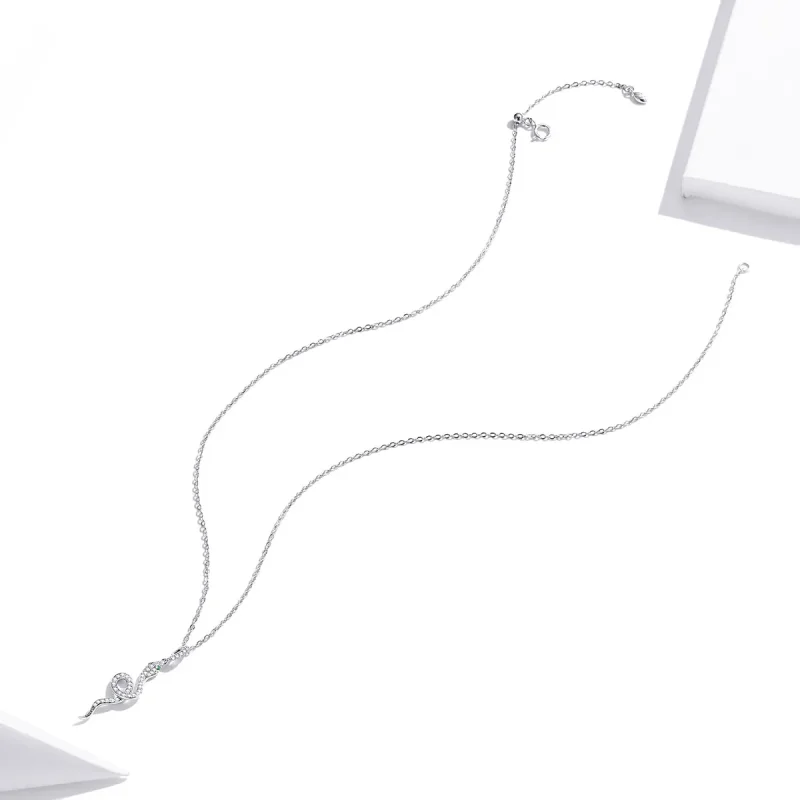 (image for) Pandora Style Silver Lovely Snake Pendant Necklace - SCN409 - View 4