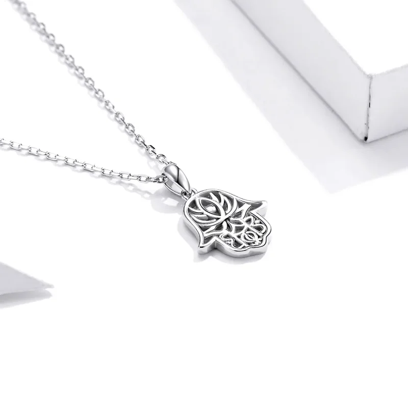 (image for) Pandora Style Silver Lucky Hand Pendant Necklace - SCN434 - View 2