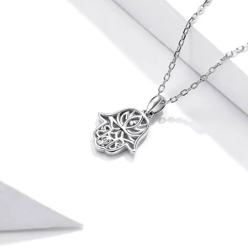 (image for) Pandora Style Silver Lucky Hand Pendant Necklace - SCN434 - View 3