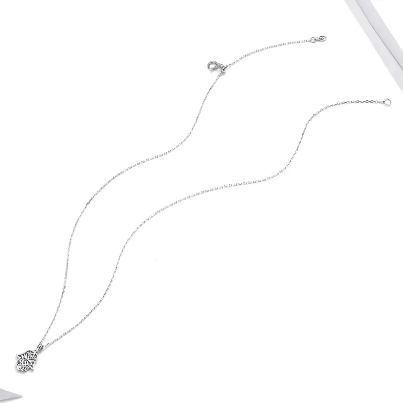 (image for) Pandora Style Silver Lucky Hand Pendant Necklace - SCN434 - View 4