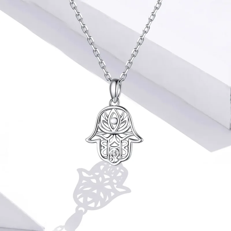 (image for) Pandora Style Silver Lucky Hand Pendant Necklace - SCN434 - View 5