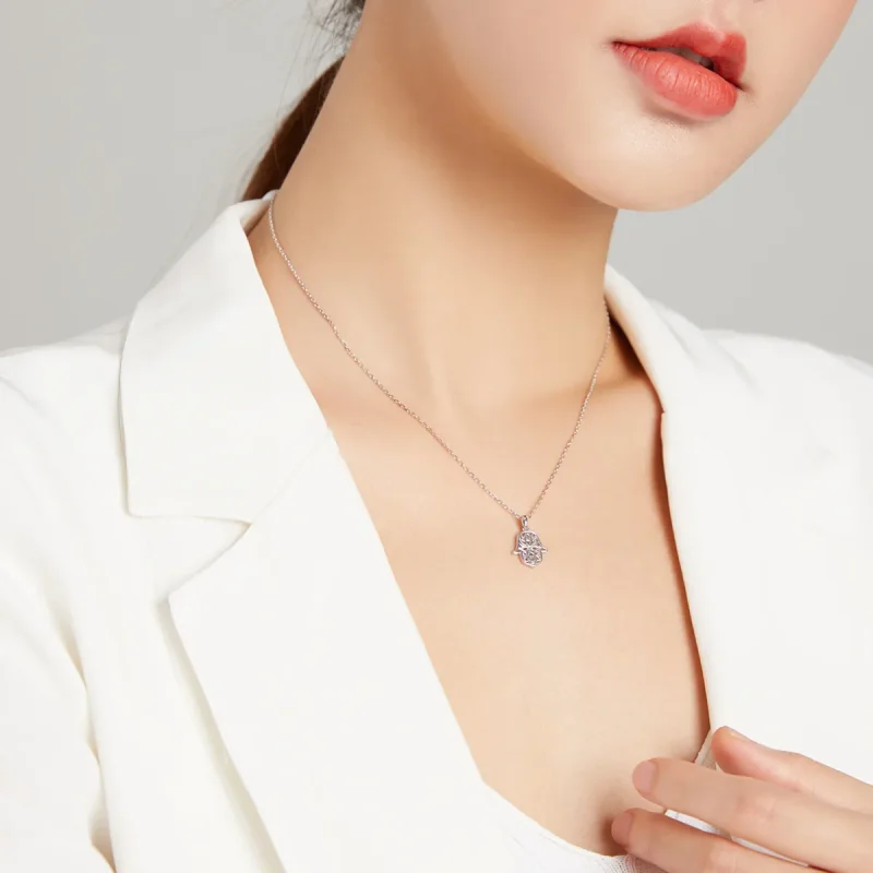 (image for) Pandora Style Silver Lucky Hand Pendant Necklace - SCN434 - View 8