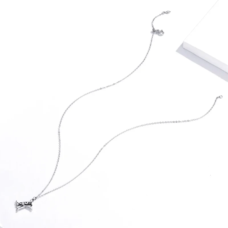 (image for) Pandora Style Silver Lucky Letter K Necklace - SCN403 - View 4